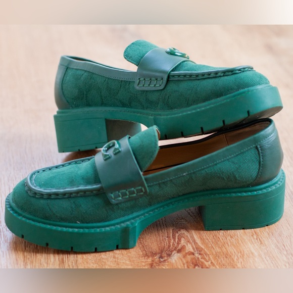 COACH Leah Loafer Signature Canvas Loafer - ‘Dark Pine’ - Picture 3 of 7